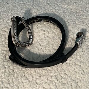 Vintage Chico's Sleek Black Adjustable Belt with Silver Buckle